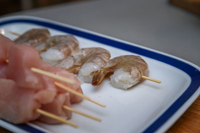 Close-up of food in plate on table