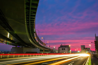 Light trails on highway at night