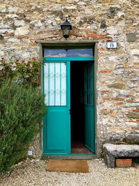 Closed door of building
