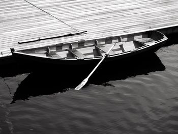 High angle view of boats moored in sea