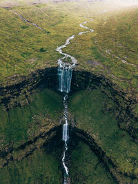 High angle view of waterfall