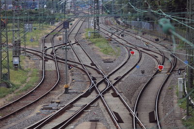 High angle view of empty railroad tracks