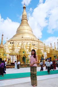 Group of people in temple against building