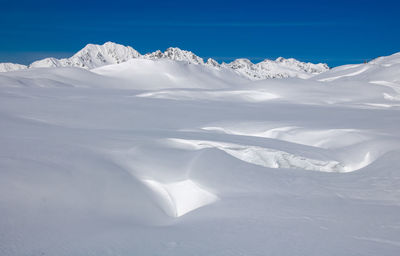 Scenic view of snowcapped mountains against sky in french alps