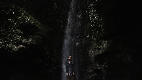 Panoramic view of people in forest