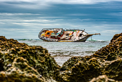 Shipwreck at beach 