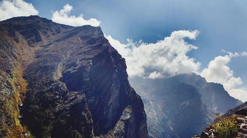 Panoramic view of mountains against sky