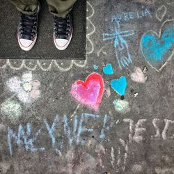 Close-up of heart shape on wall