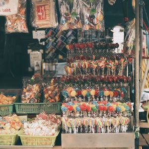 Various vegetables for sale at market stall