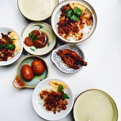 High angle view of food served in plate