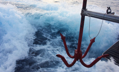 High angle view of nautical vessel in sea