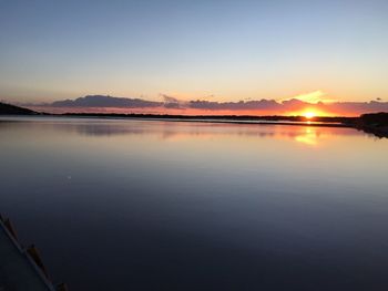 Scenic view of lake at sunset