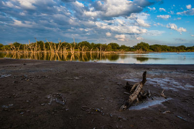 Scenic view of lake against sky