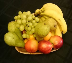 High angle view of apples on table