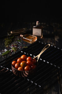 High angle view of fruits on table