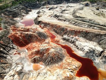 High angle view of rocks in water