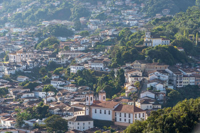 High angle view of buildings in city