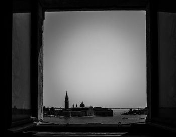 View of cityscape against clear sky