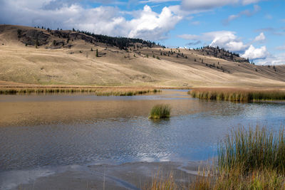 Scenic view of lake against sky