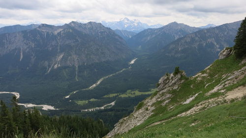 Scenic view of mountains against sky