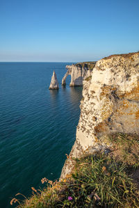 Scenic view of sea against clear sky