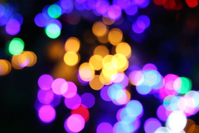 Defocused image of illuminated colorful christmas lights at night