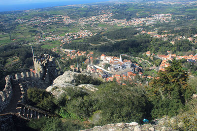 Old town on landscape seem from moorish castle