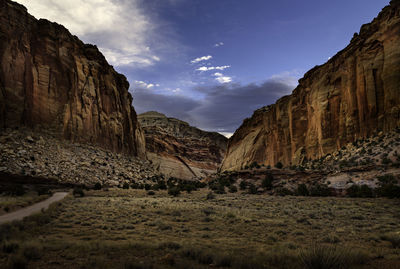 Scenic view of rocky mountains against sky