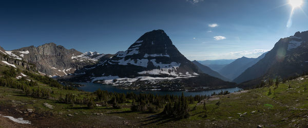 Panoramic view of snowcapped mountains against sky