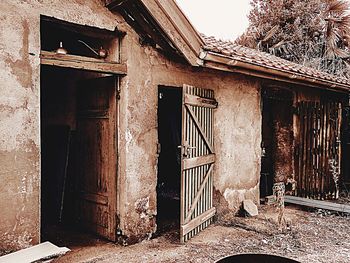 Closed door of house