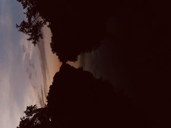 Low angle view of silhouette trees against sky at sunset