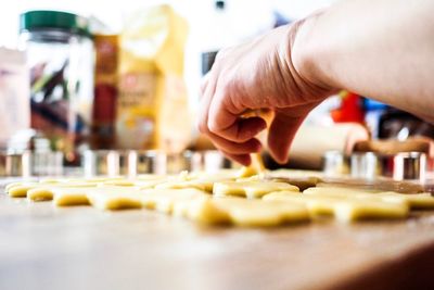 Close-up of person preparing food