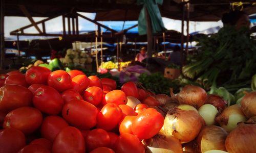 Close-up of fruits at market stall