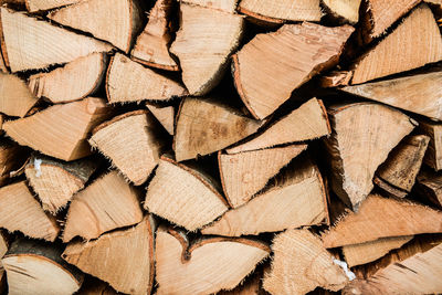 Full frame shot of firewood stack