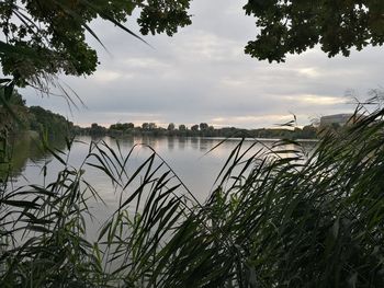 Scenic view of lake against sky