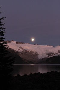 Scenic view of lake against sky at night