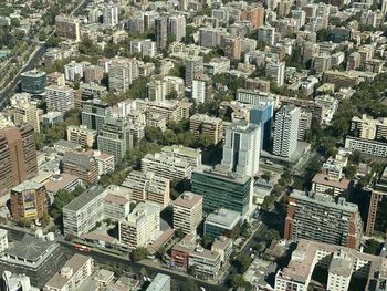 High angle view of buildings in city