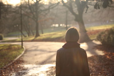 Rear view of woman in the park