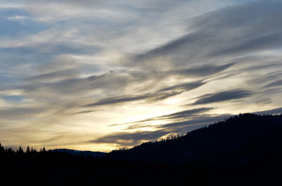 Scenic view of silhouette landscape against sky during sunset