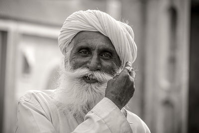 Portrait of man wearing turban