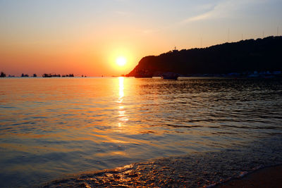 Scenic view of sea against sky during sunset