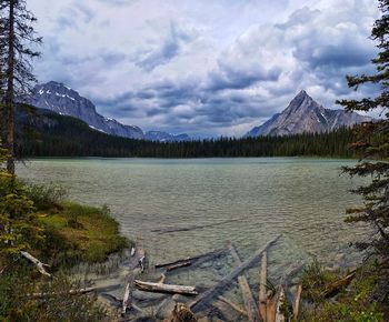 Scenic view of lake against sky