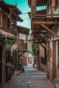 Narrow alley amidst buildings in city