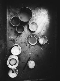 High angle view of drink on table