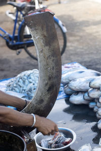 Midsection of man working at construction site