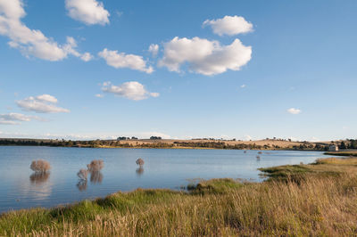 Scenic view of lake against sky