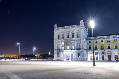 Illuminated building at night