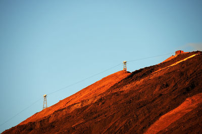 Rocky mountain at el teide national park against clear sky