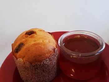 Close-up of breakfast on table