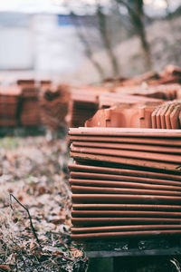 Close-up of stack of firewood